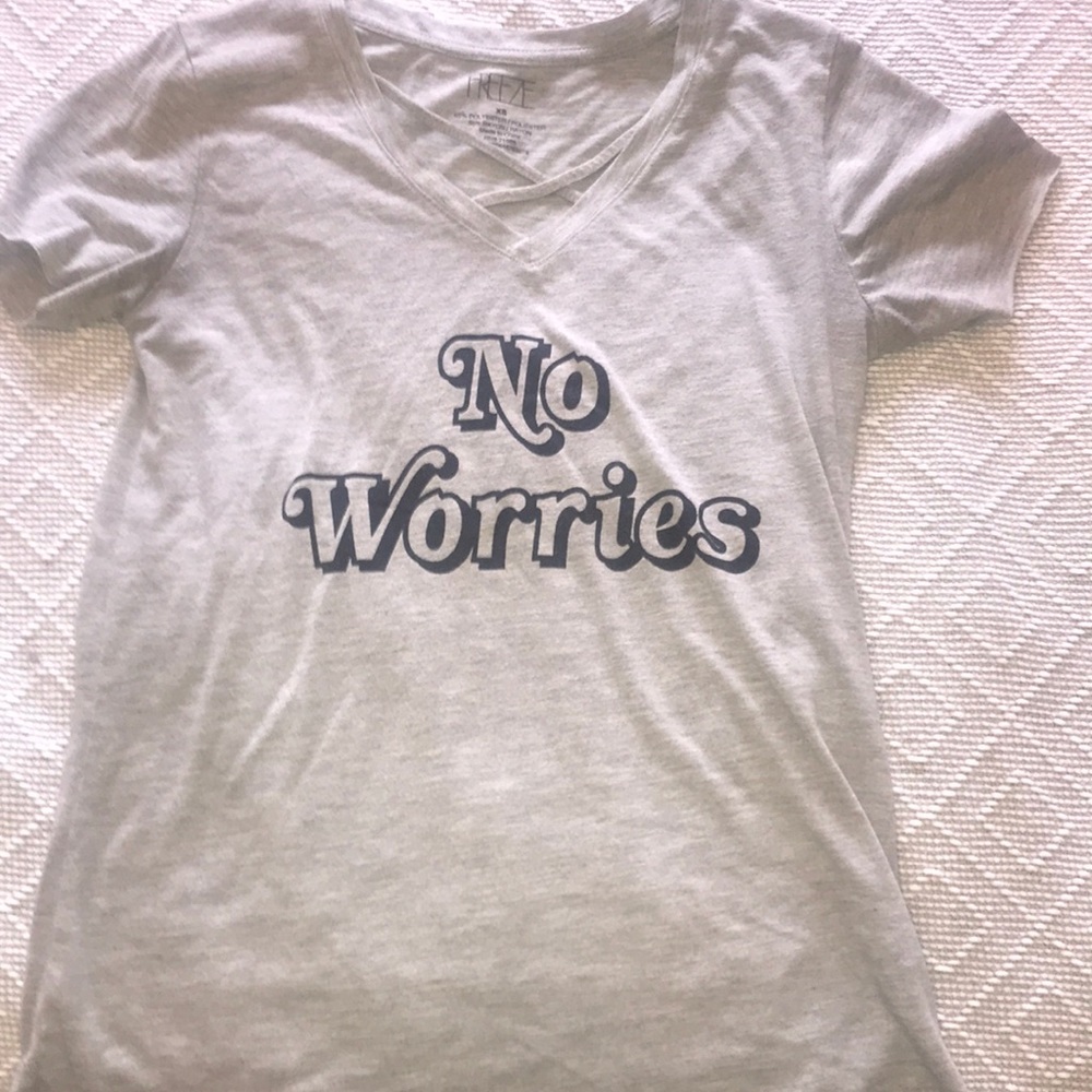 Grey graphic tee with accent neck line